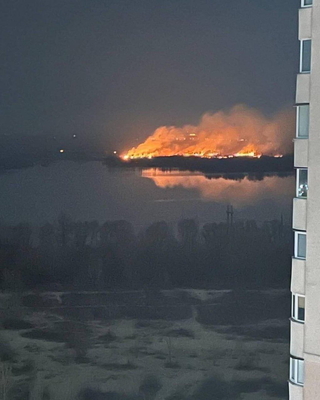 В Києві палає територія екопарку “Осокорки”